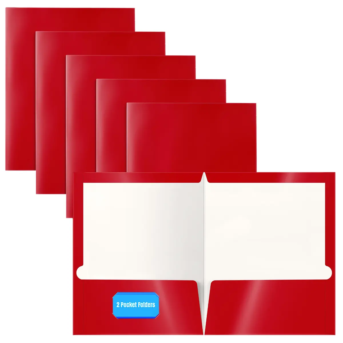 Better Office Products 2 Pocket Glossy Laminated Red Paper Folders | Letter Size, 25 Pack - main product image