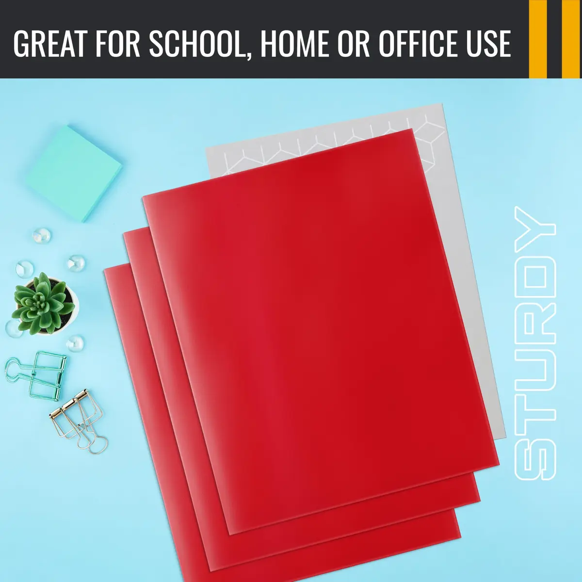 Better Office Products 2 Pocket Glossy Laminated Red Paper Folders | Letter Size, 25 Pack - view 5