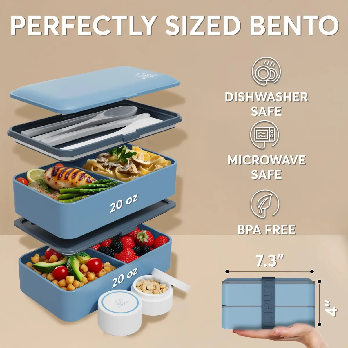 Umami Bento Box Adult, Leakproof, All-in-1 Lunch Containers for Adults, 1200ml (40 oz) | French Lunch Box Brand - view 5