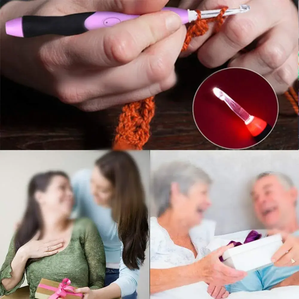 Yarniss Lighted Crochet Hook Set with Case | 11 Sizes 2.5-8mm Rechargeable USB Pink - view 8