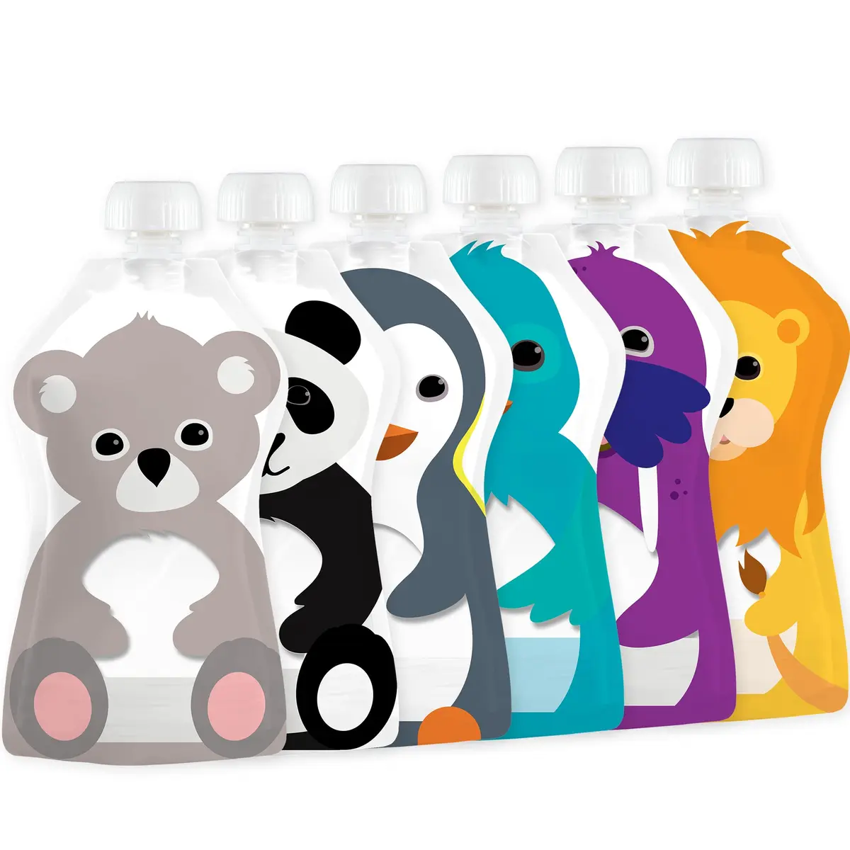 SQUOOSHI Reusable Baby Food Pouches 6 Pack | 3.4 oz | BPA-Free, Dishwasher Safe, Freezer Safe - main product image