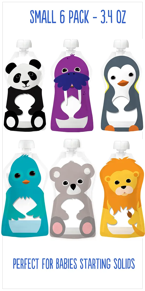 SQUOOSHI Reusable Baby Food Pouches 6 Pack | 3.4 oz | BPA-Free, Dishwasher Safe, Freezer Safe - view 2