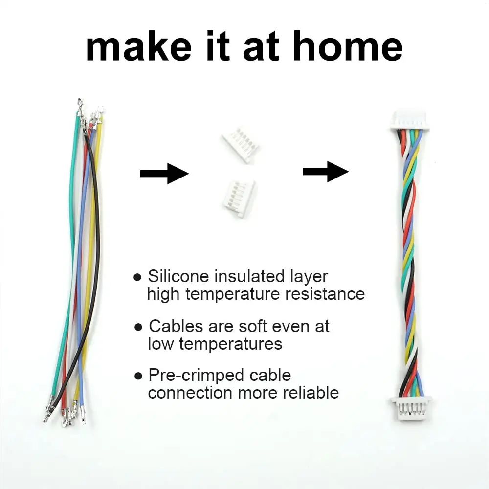 elechawk SH1.0 Connectors and Pre-Crimped Silicone Cables 15cm (0.5ft) | Essential for FPV Drone Flight Controllers - view 3