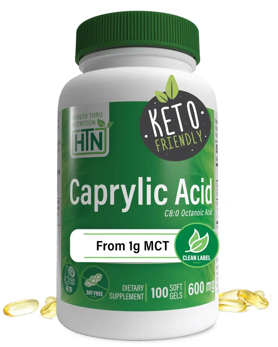Health Thru Nutrition Caprylic Acid 600mg | Keto Support, 100 Softgels - main product image