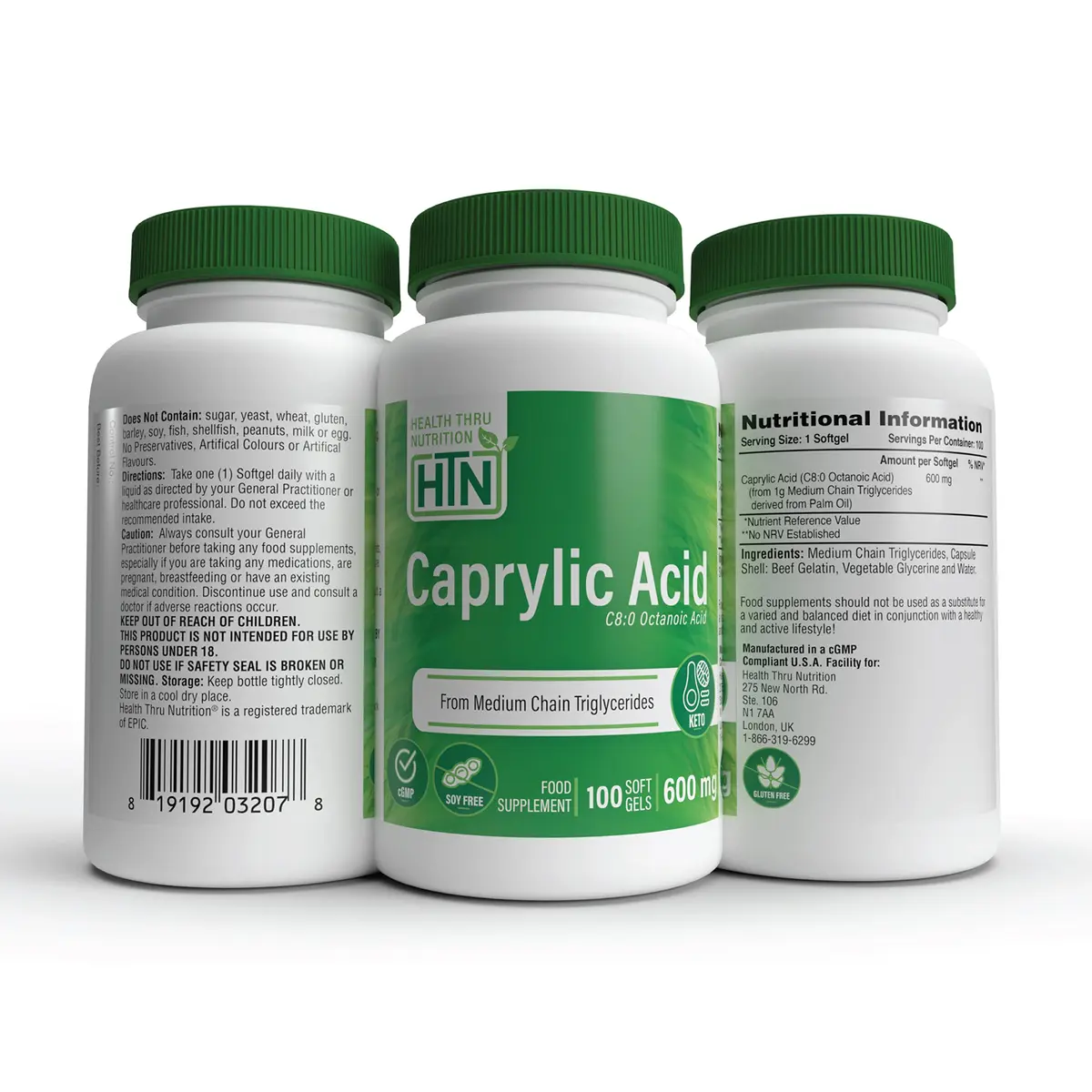 Health Thru Nutrition Caprylic Acid 600mg | Keto Support, 100 Softgels - view 5