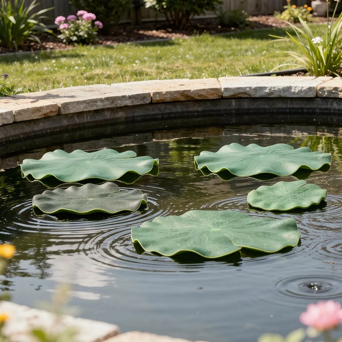 IFAMIO Artificial Floating Foam Lotus Leaves 4 Sizes | Realistic Pond & Aquarium Decor (10cm-28cm) - view 4