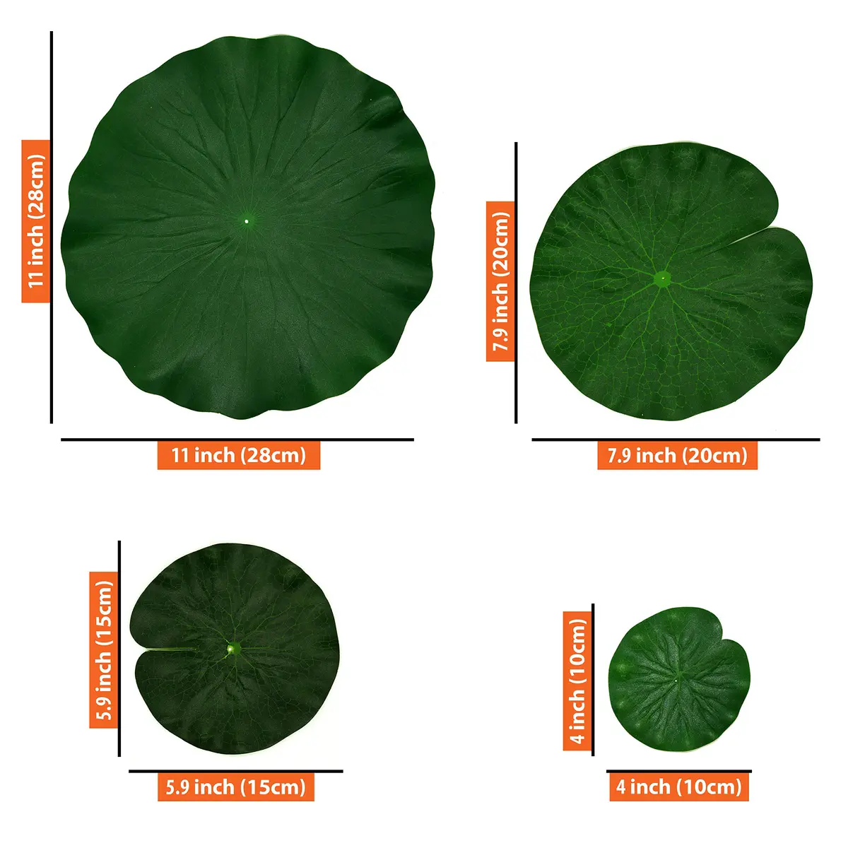 IFAMIO Artificial Floating Foam Lotus Leaves 4 Sizes | Realistic Pond & Aquarium Decor (10cm-28cm) - view 2
