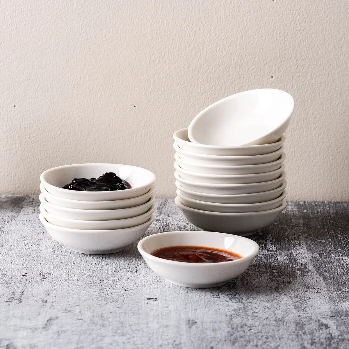 UIBFCWN 12 Pack Ceramic Dipping Bowls 1.2 Oz (35 ml) | Small White Sauce Dishes for Sushi & Condiments - view 5