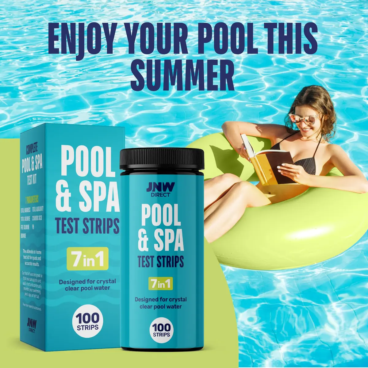 JNW Direct Pool Test Strips 100 Count | 7-in-1 Water Test for Pools & Spas - view 9