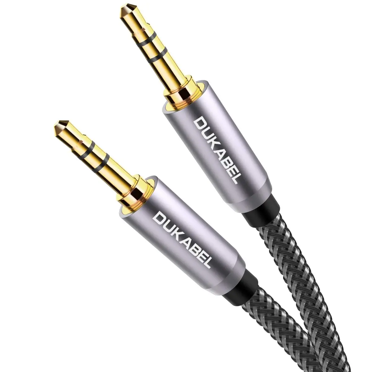 DUKABEL 16 ft (4.88 m) 3.5mm Male to Male Aux Cable | Nylon-Braided Stereo Audio Extension Cord - main product image
