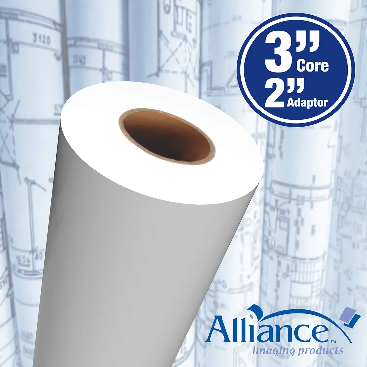 Alliance Wide Format Paper CAD Bond Rolls 36" x 300 Ft | 20lb, White, Laser & Inkjet Compatible - view 6