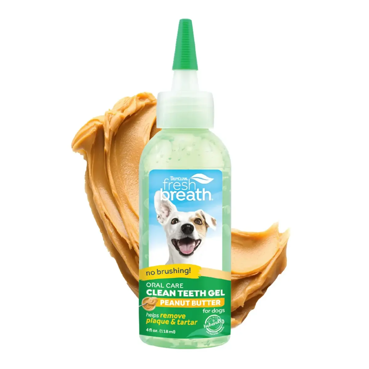 TropiClean No Brush Dog Toothpaste Peanut Butter 4oz (118ml) | Freshens Breath & Removes Plaque - main product image