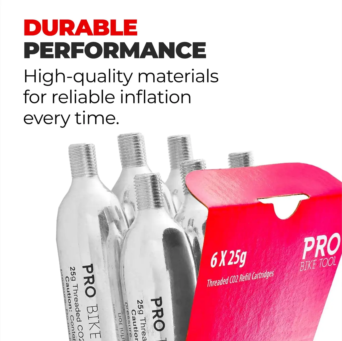 PRO BIKE TOOL 25g CO2 Cartridges (6 Pack) | Fast Inflation for Road & Mountain Bikes - view 5