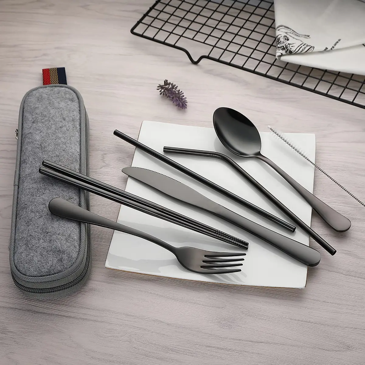 DEVICO Full-Size Travel Silverware Set with Case | Durable 18/8 Stainless Steel Flatware for Camping & Daily Use - view 7