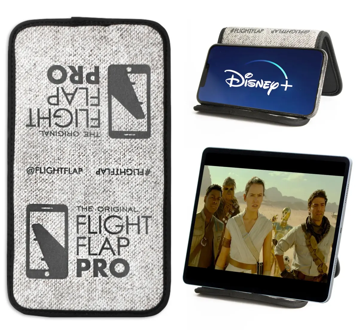 Flight Flap PRO Airplane Phone Holder, Flexible Cell Phone Holder 23.9cm (9.5") | Grips Devices for Travel, Work, and Leisure - main product image
