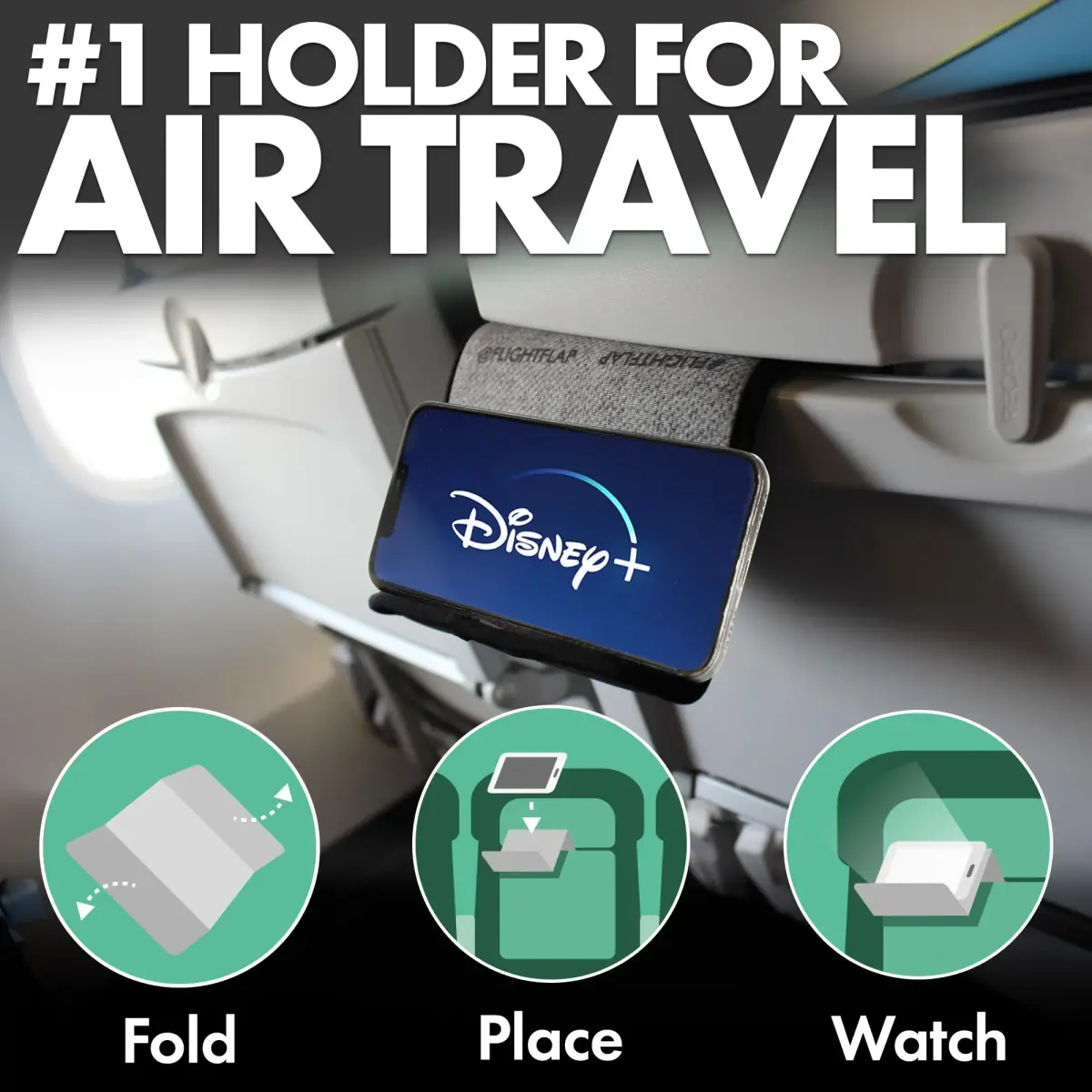 Flight Flap PRO Airplane Phone Holder, Flexible Cell Phone Holder 23.9cm (9.5") | Grips Devices for Travel, Work, and Leisure - view 2