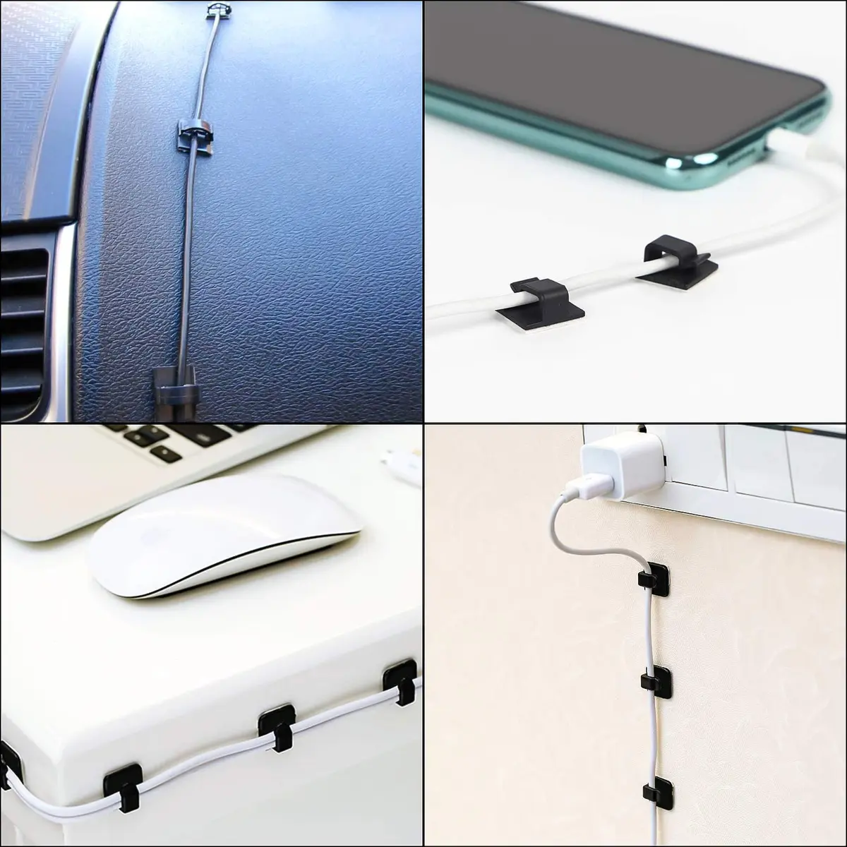 FOLAI 50pcs Adhesive Wire Clips | Car & Home Cable Organizer with Strong Sticky Pad - view 4