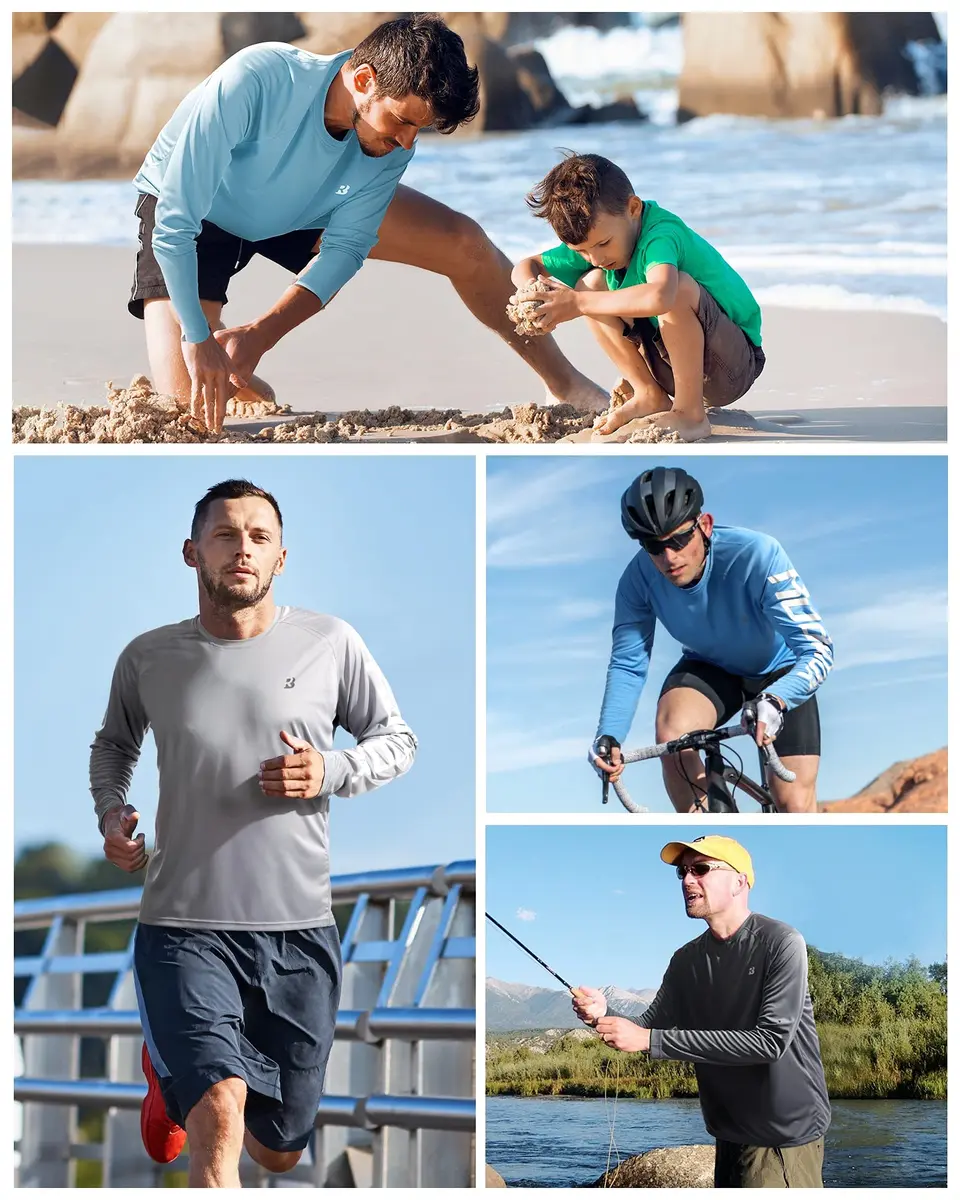 Roadbox Men's UPF 50+ UV Sun Protection Shirts Long Sleeve Rash Guard | Breathable Lightweight Cooling - view 5