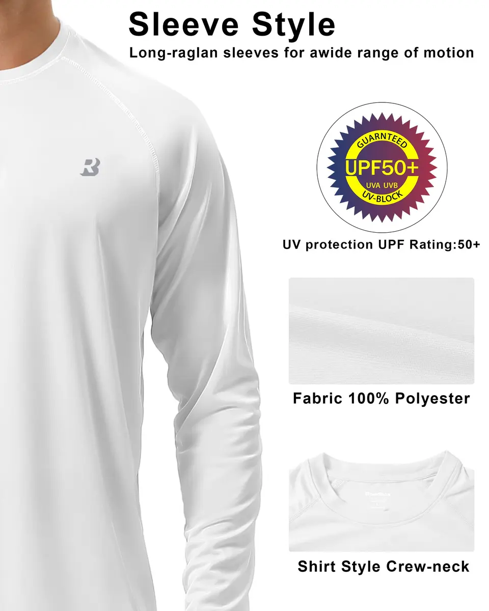 Roadbox Men's UPF 50+ UV Sun Protection Shirts Long Sleeve Rash Guard | Breathable Lightweight Cooling - view 4