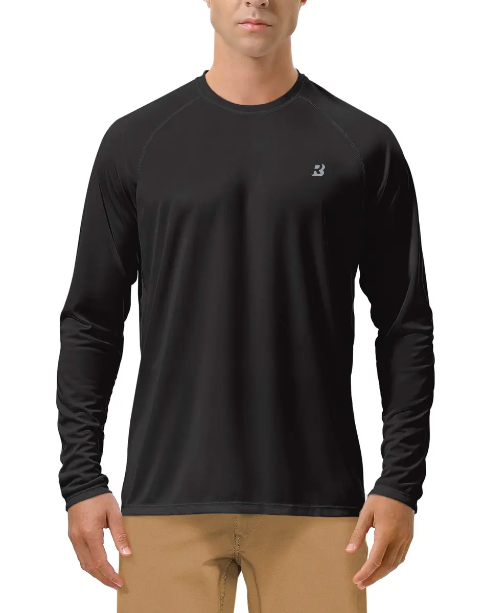 Roadbox UPF 50+ Long Sleeve Rash Guard Shirt for Men | UV Sun Protection, Quick Dry, Breathable (3X-Large, Black) - main product image