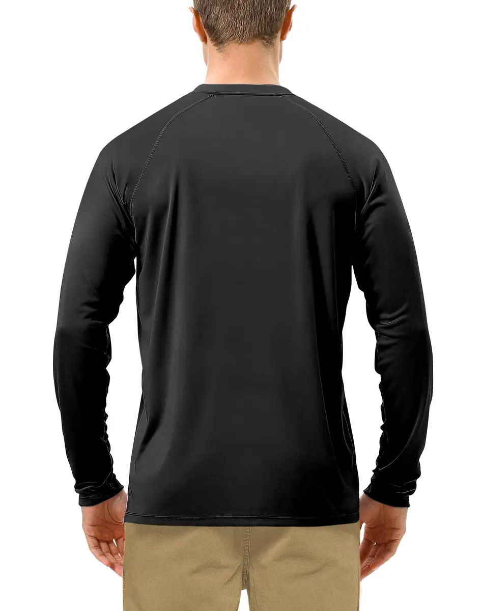 Roadbox UPF 50+ Long Sleeve Rash Guard Shirt for Men | UV Sun Protection, Quick Dry, Breathable (3X-Large, Black) - view 2