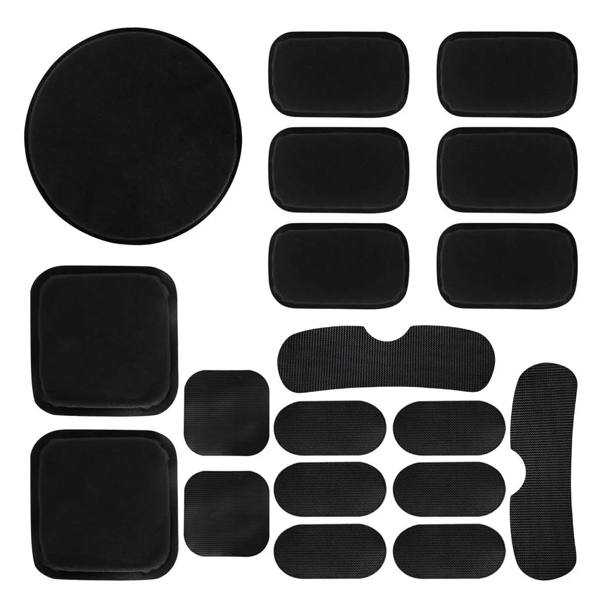AOUTACC Universal Airsoft Helmet Pads, Replacement Foam Padding Kit for FAST/ACH/MICH Helmets, Black (9 Pads + 10 Hook Circles) - main product image