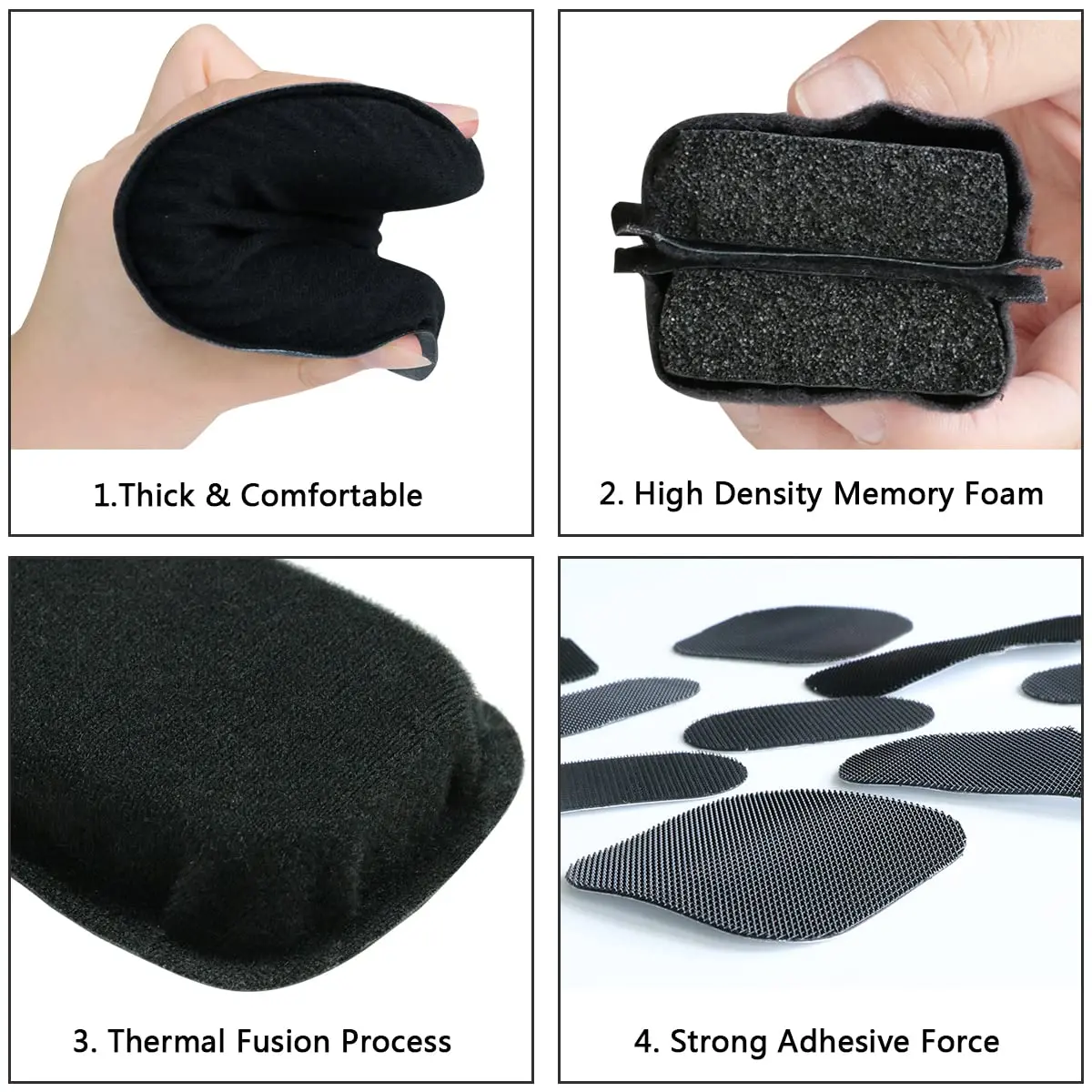 AOUTACC Universal Airsoft Helmet Pads, Replacement Foam Padding Kit for FAST/ACH/MICH Helmets, Black (9 Pads + 10 Hook Circles) - view 9