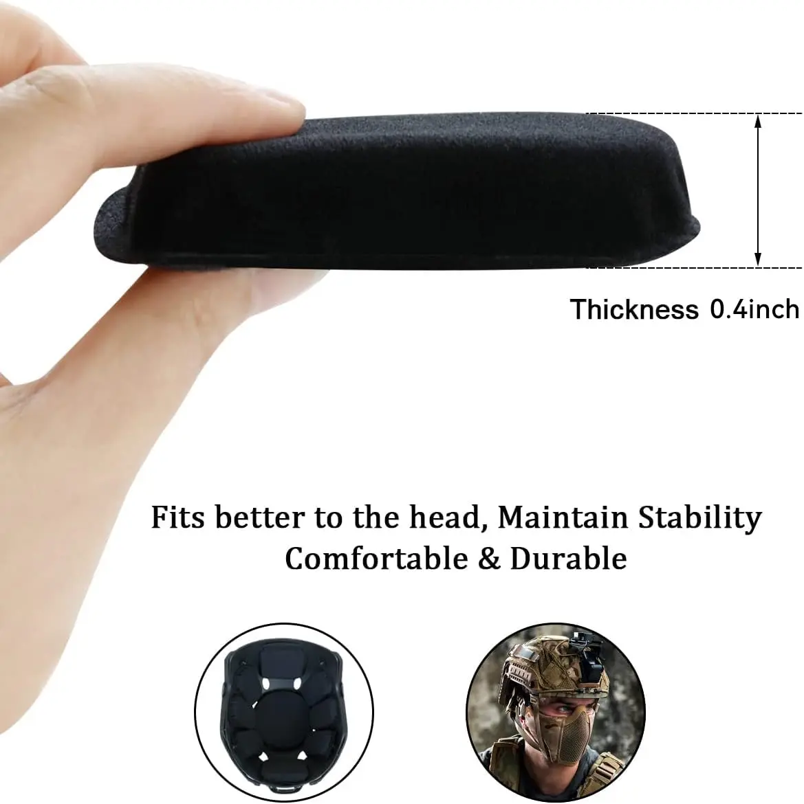 AOUTACC Universal Airsoft Helmet Pads, Replacement Foam Padding Kit for FAST/ACH/MICH Helmets, Black (9 Pads + 10 Hook Circles) - view 2