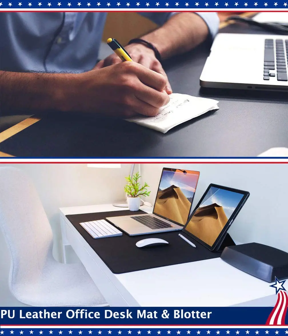 Easy Easy Life Black Desk Pad Protector 61cm x 91cm (24" x 36") | Waterproof PU Leather Mat for Office & Home - view 2