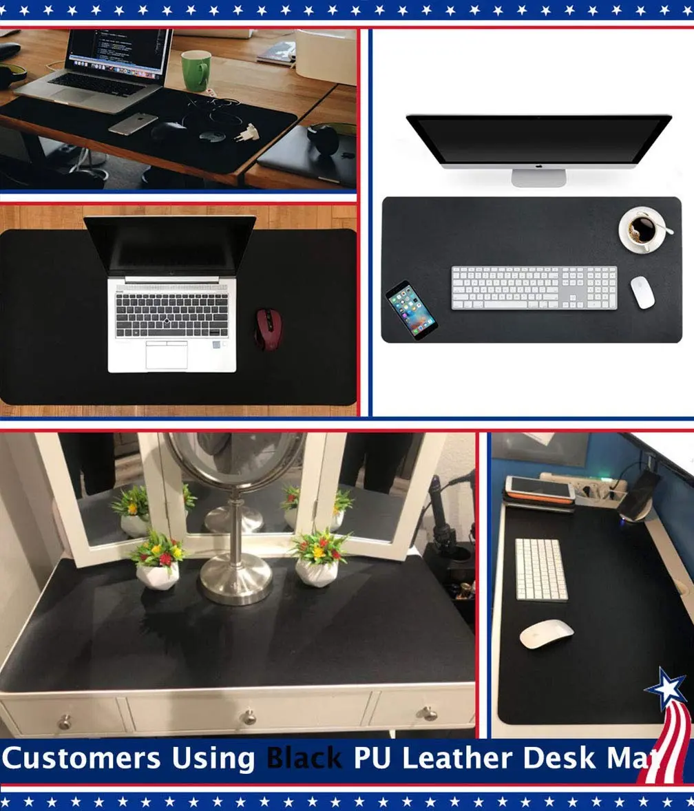 Easy Easy Life Black Desk Pad Protector 61cm x 91cm (24" x 36") | Waterproof PU Leather Mat for Office & Home - view 3