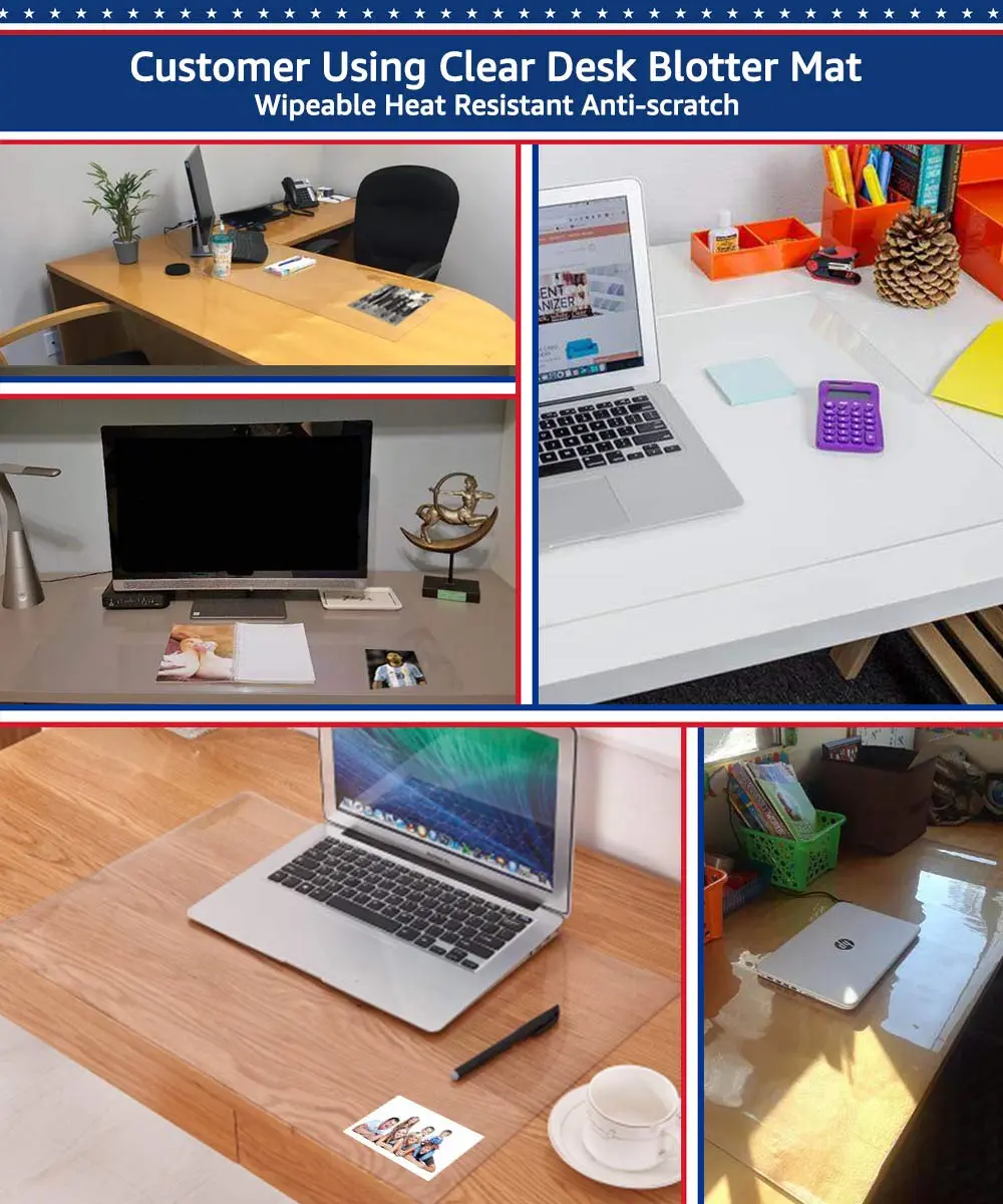 Easy Easy Life Clear Desk Pad Protector 91cm x 61cm (36" x 24") | Waterproof & Wipeable PVC Vinyl Tabletop Surface Cover - view 5