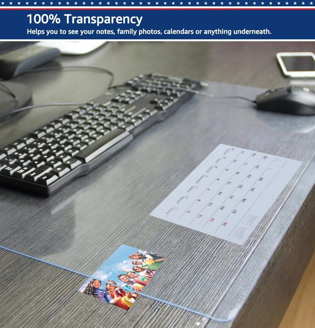 Easy Easy Life Clear Desk Pad Protector 91cm x 61cm (36" x 24") | Waterproof & Wipeable PVC Vinyl Tabletop Surface Cover - view 4