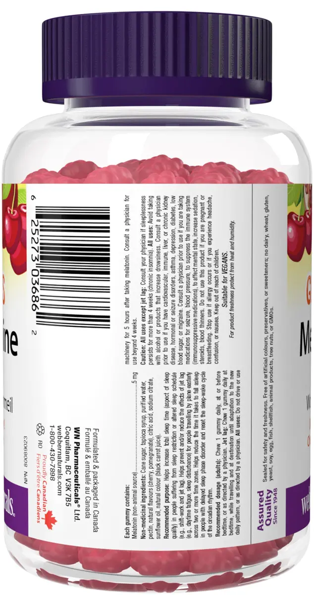 Webber Naturals Melatonin 5 Mg Gummies | Natural Sleep Aid for Adults (90 Count) - view 9