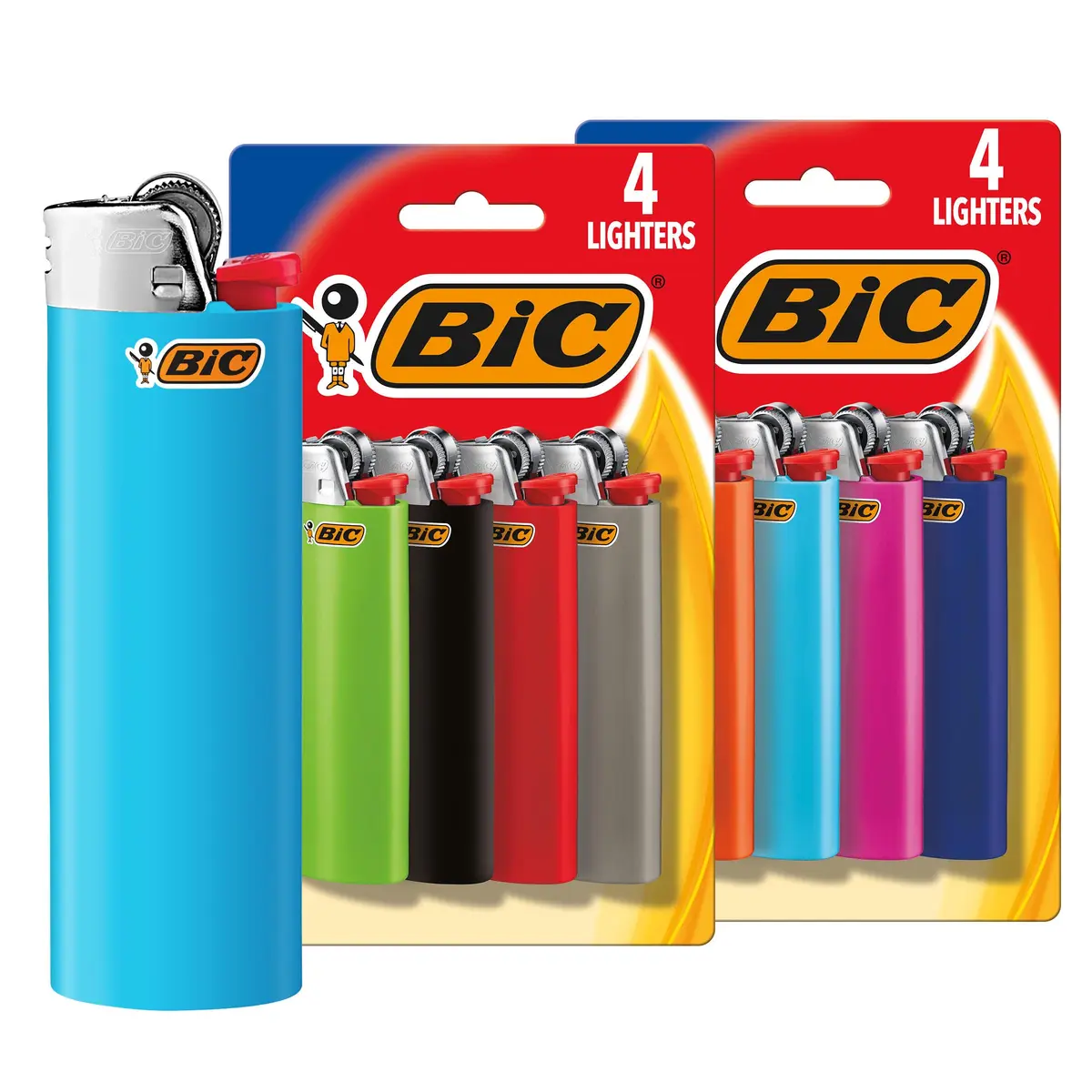 BIC Classic Maxi Pocket Lighter 8-Pack Assorted Colors | Child-Resistant, Up to 2x Lights vs Competitor - main product image