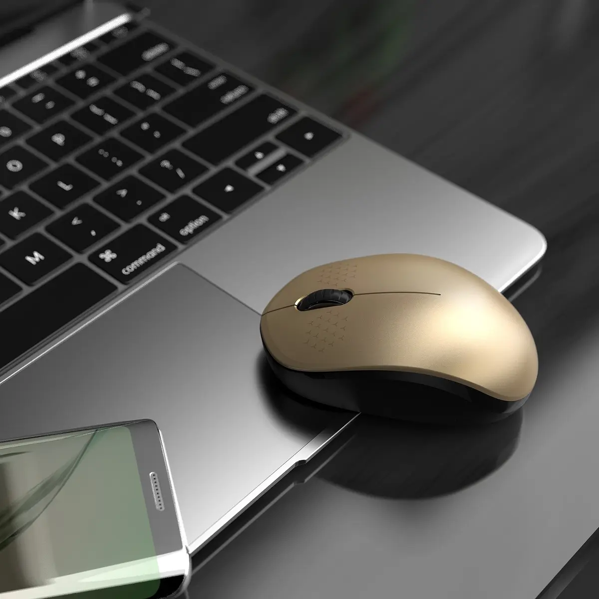 seenda Wireless Mouse for Laptop, 2.4G Noiseless Computer Mouse, Black&Gold | 101mm (4.5in) Length, 50mm (2.8in) Width, 32mm (1.25in) Height - view 7