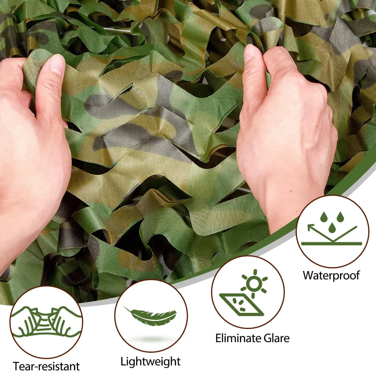 Yeacool Woodland Camo Netting 2m x 1.5m (6.5ft x 4.9ft) | Lightweight, Waterproof, Noise-Free for Hunting & Privacy - view 2
