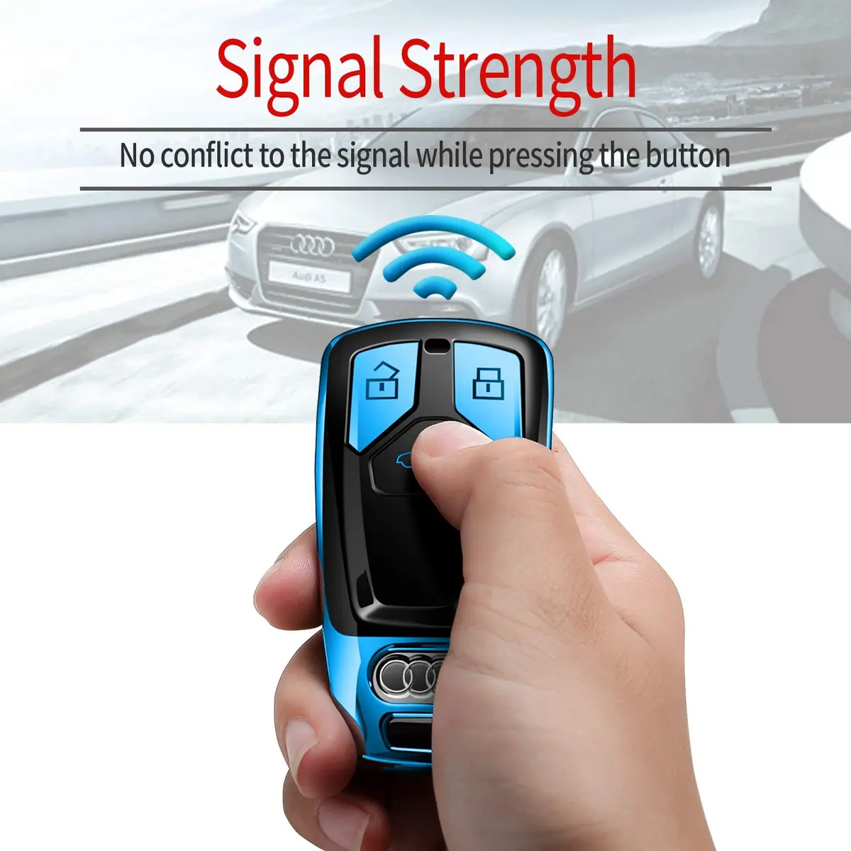 Tukellen Blue Soft TPU Key Case Cover for Audi A4 A5 A6 A7 A8 Q2 Q3 Q5 Q7 R8 TT S4 S5 S6 S7 S8 SQ5 TTRS (1-Pack) - view 4