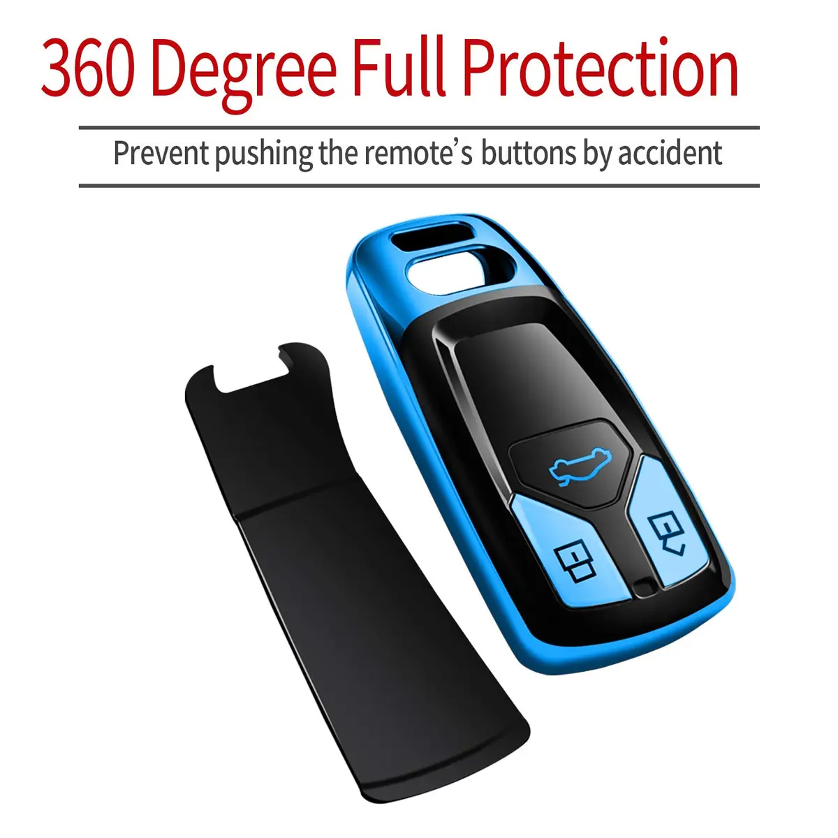 Tukellen Blue Soft TPU Key Case Cover for Audi A4 A5 A6 A7 A8 Q2 Q3 Q5 Q7 R8 TT S4 S5 S6 S7 S8 SQ5 TTRS (1-Pack) - view 3