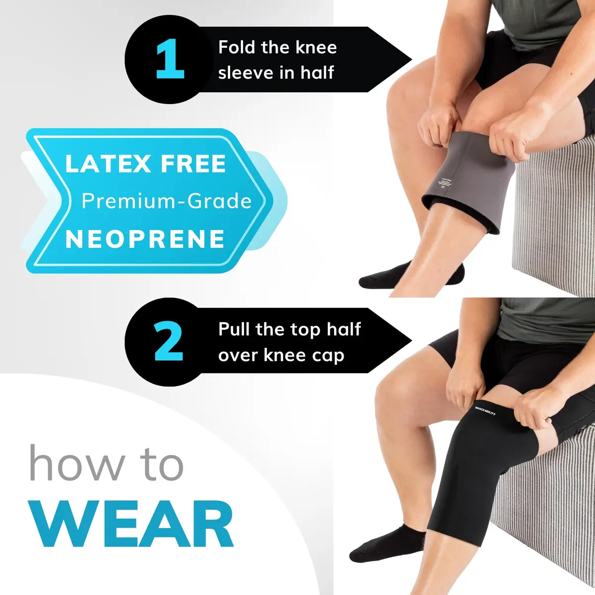 BraceAbility Plus Size Knee Sleeve 6XL Black | Orthopedic Brace for Arthritis Joint Pain - view 6