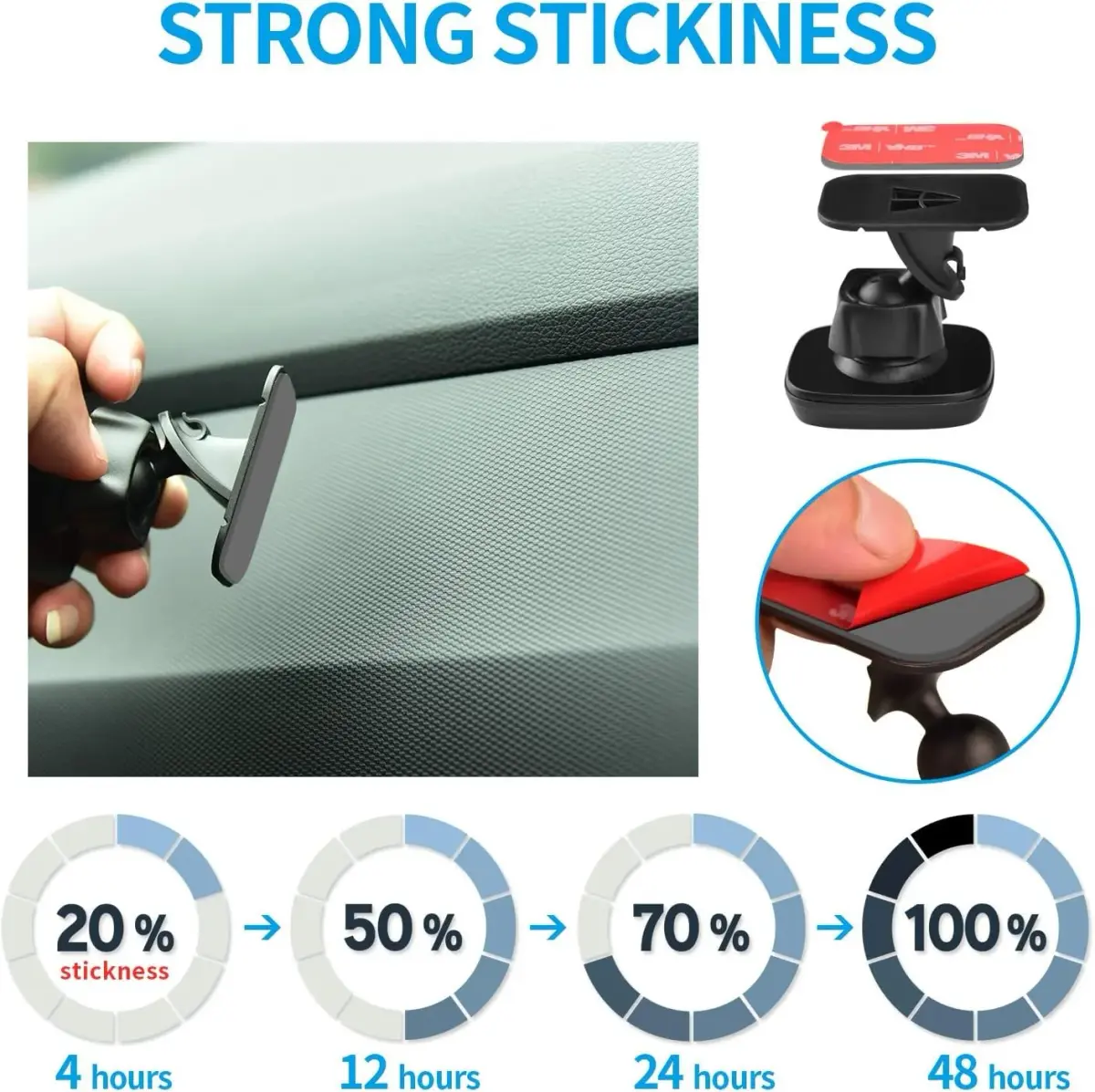 APPS2Car Grey 3M VHB Adhesive Pads 4.8cm x 2.8cm | Strong Double-Sided Tape for Car Mounts - view 5
