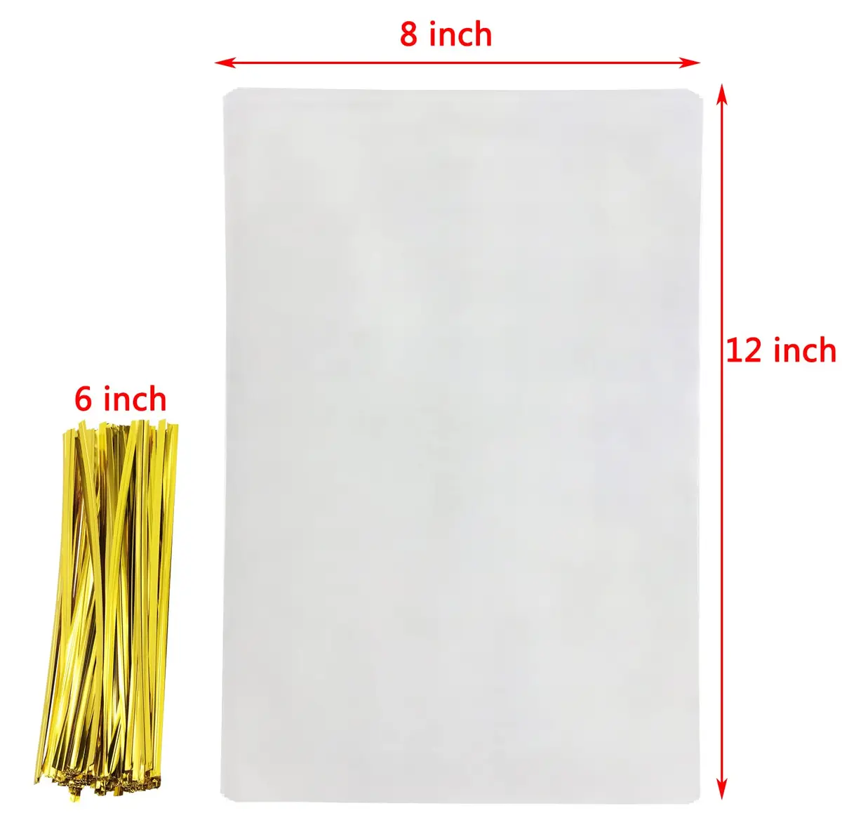 Mini Skater Food Storage Bag 50pcs | Durable, Non-Toxic, Clear & Gold Twist Ties - view 2