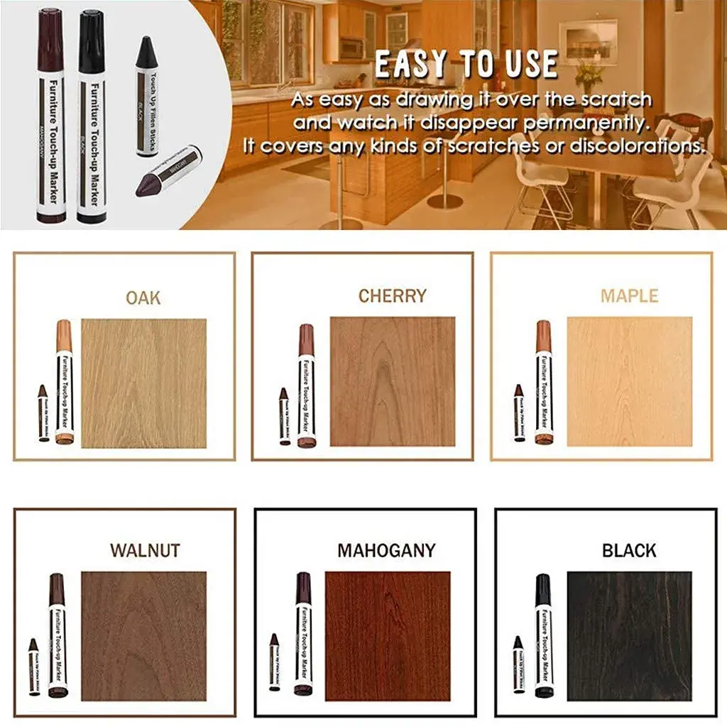 DAIXISM Furniture Repair Kit 13-Piece Set | Wood Markers & Wax Sticks for Scratches, Floors, Tables, Desks - view 5