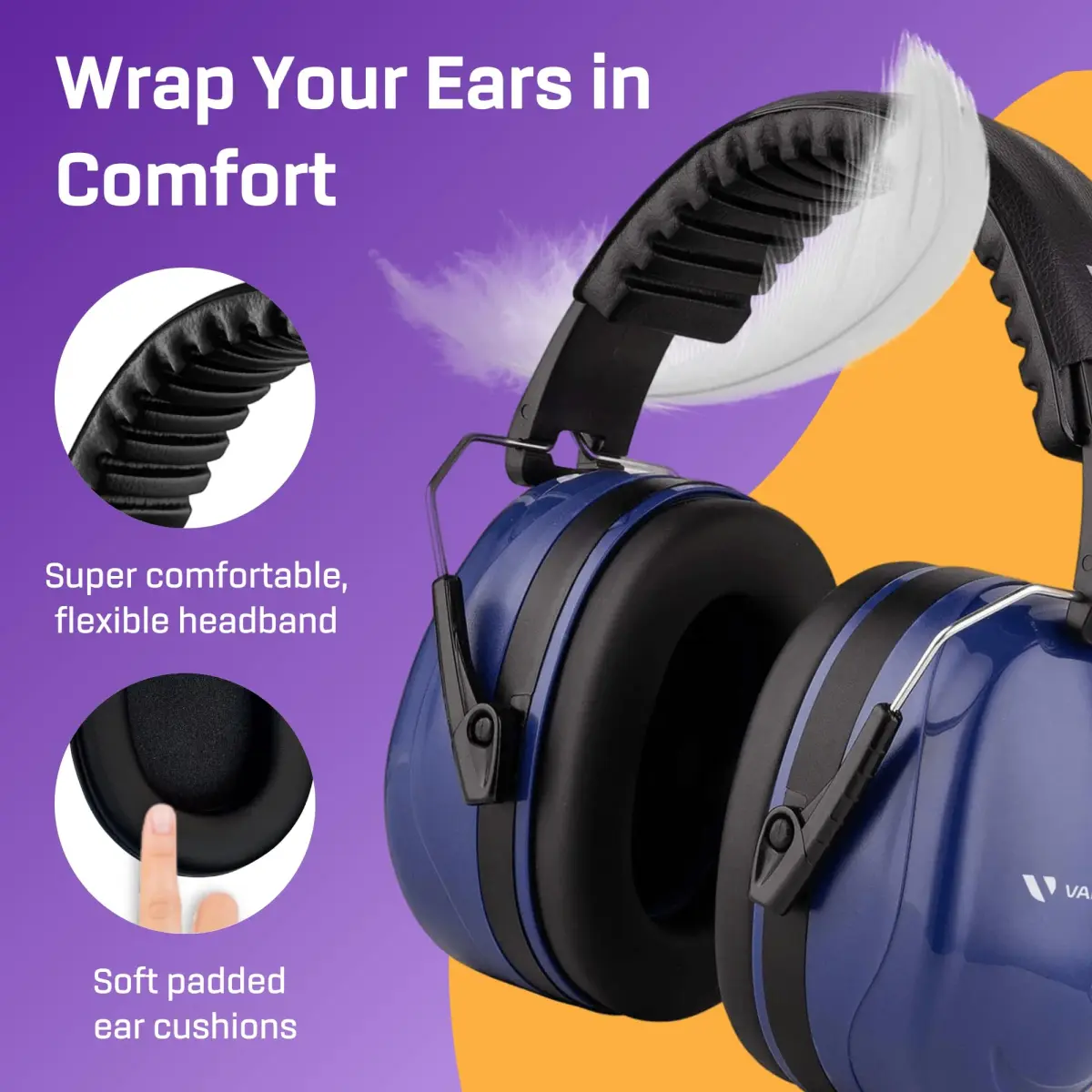 Vanderfields Noise Reduction Earmuffs for Adults - 35 dB (2K Hz) Protection Headphones | ANSI & CE Certified - view 4