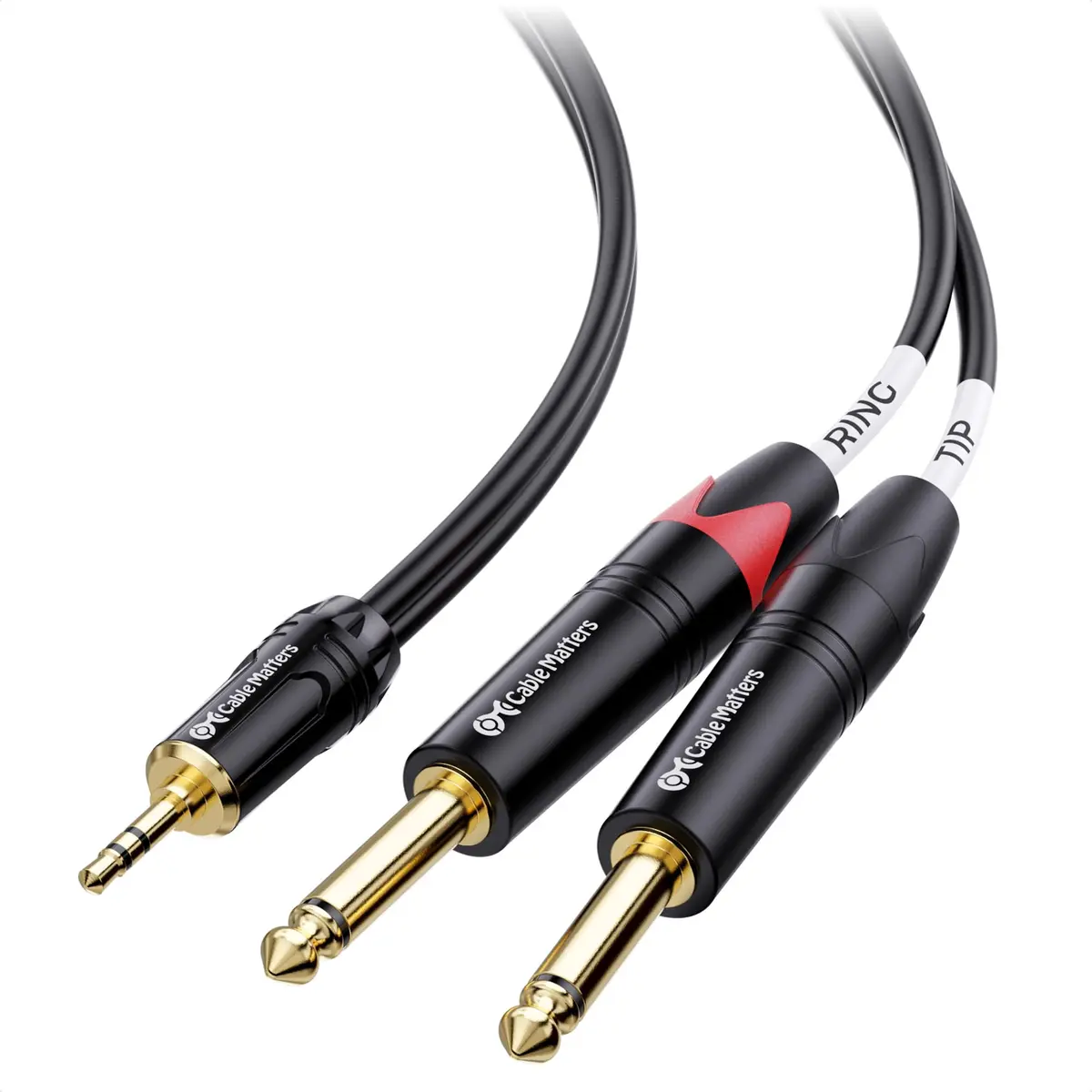Cable Matters 3.5mm TRS to Dual 6.35mm TS Breakout Cable, 3.05m (10ft) | Connect Audio Devices to Mixers - main product image
