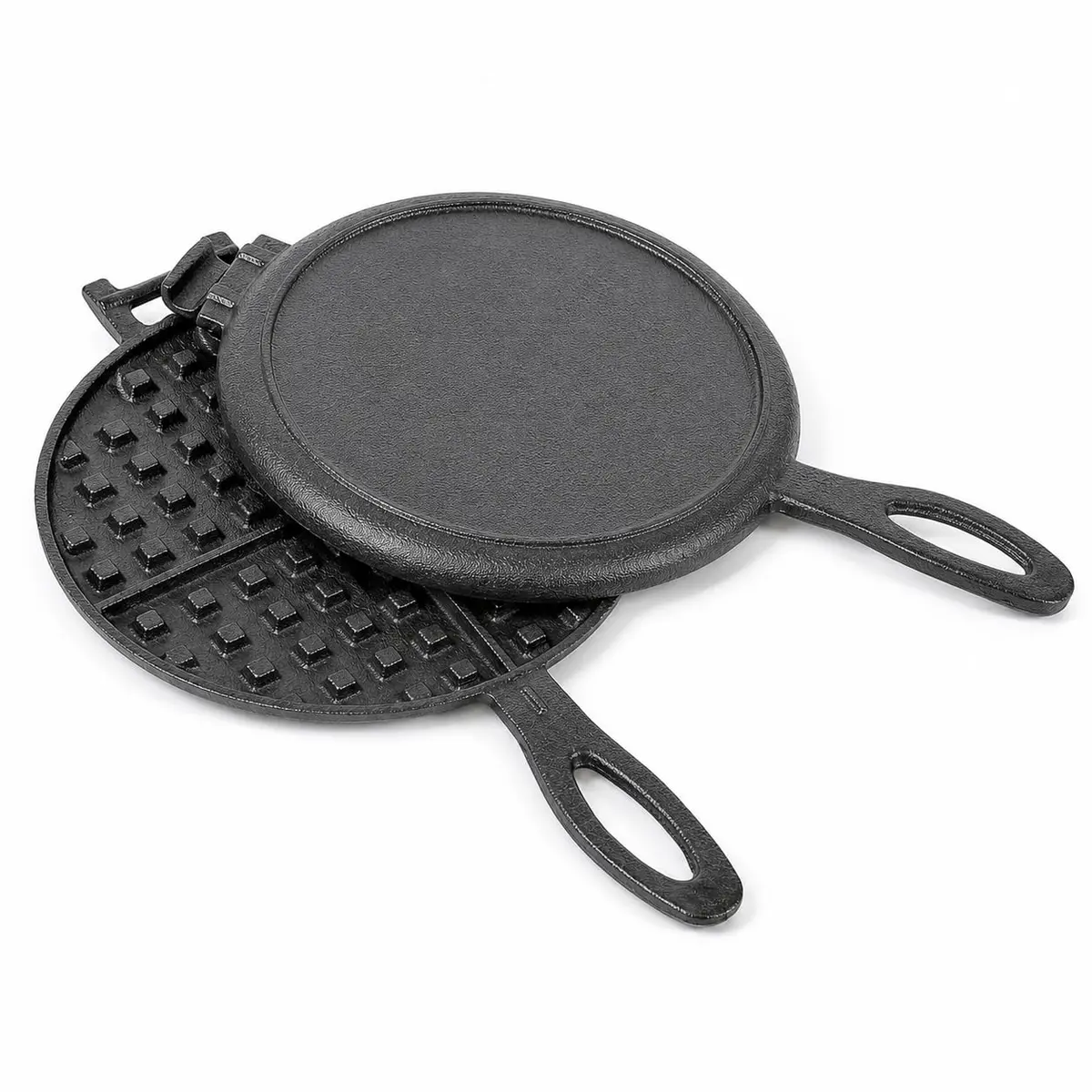 HAWOK Cast Iron Waffle Maker 6.7 Inch Round Pre-Seasoned for Stovetop & Camping - main product image