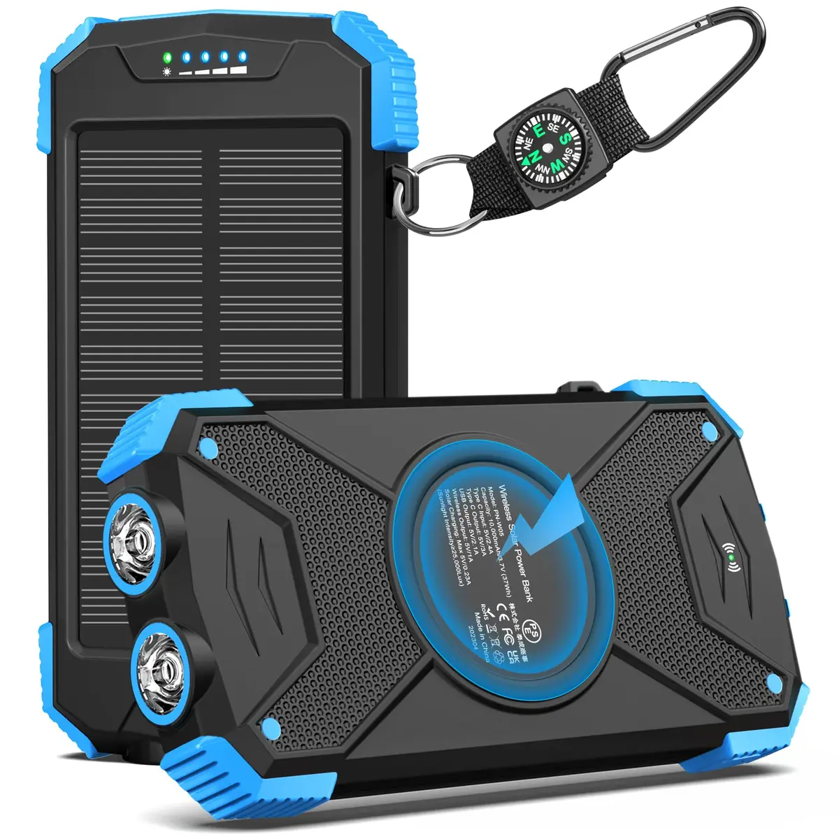 BLAVOR Solar Power Bank 10,000mAh Portable Wireless Charger for Cell Phones | 20W Fast Charging, Waterproof & Shockproof - main product image