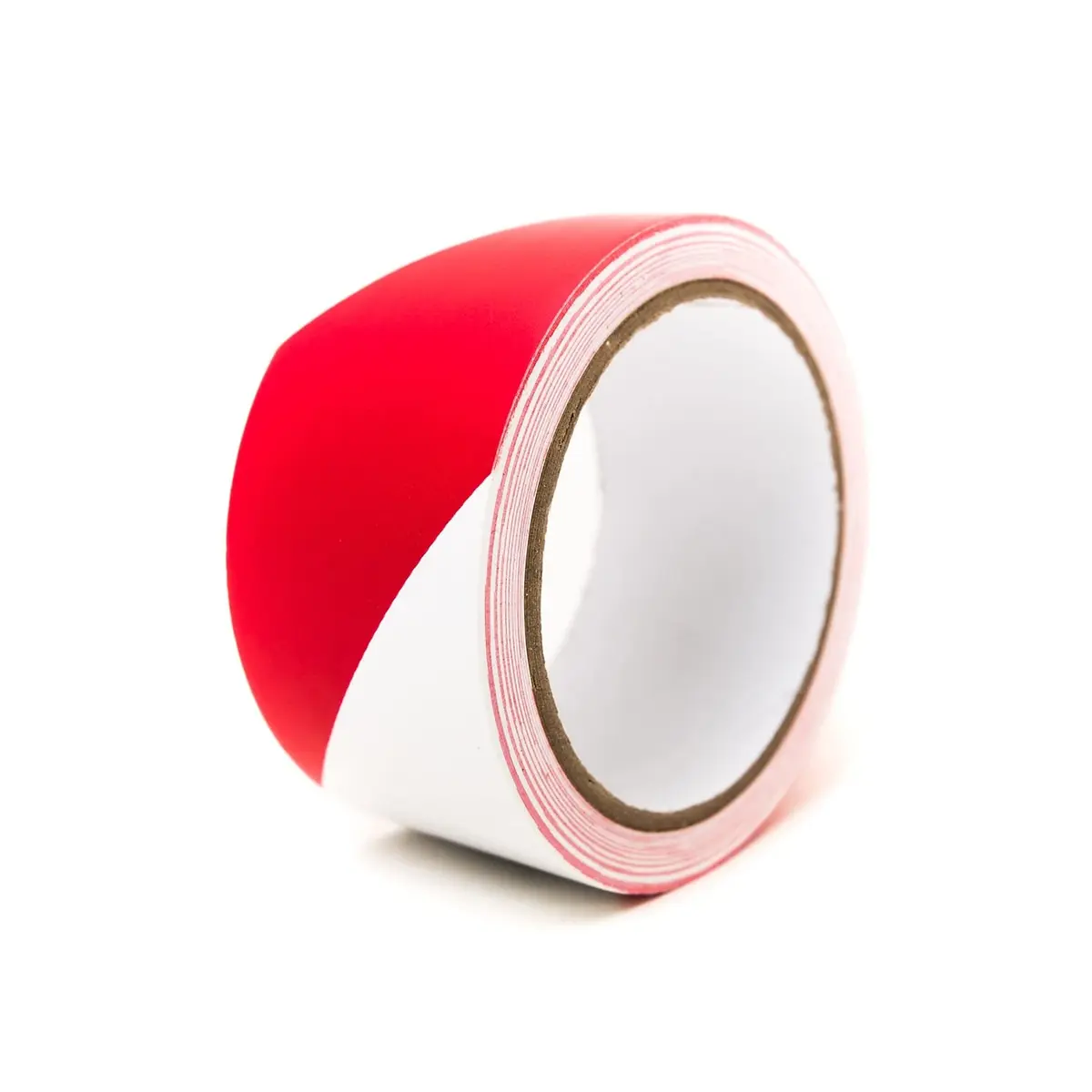 Bertech Red/White Safety Warning Vinyl Tape, 6" Wide x 18 Yards Long | High Visibility Floor Marking - main product image