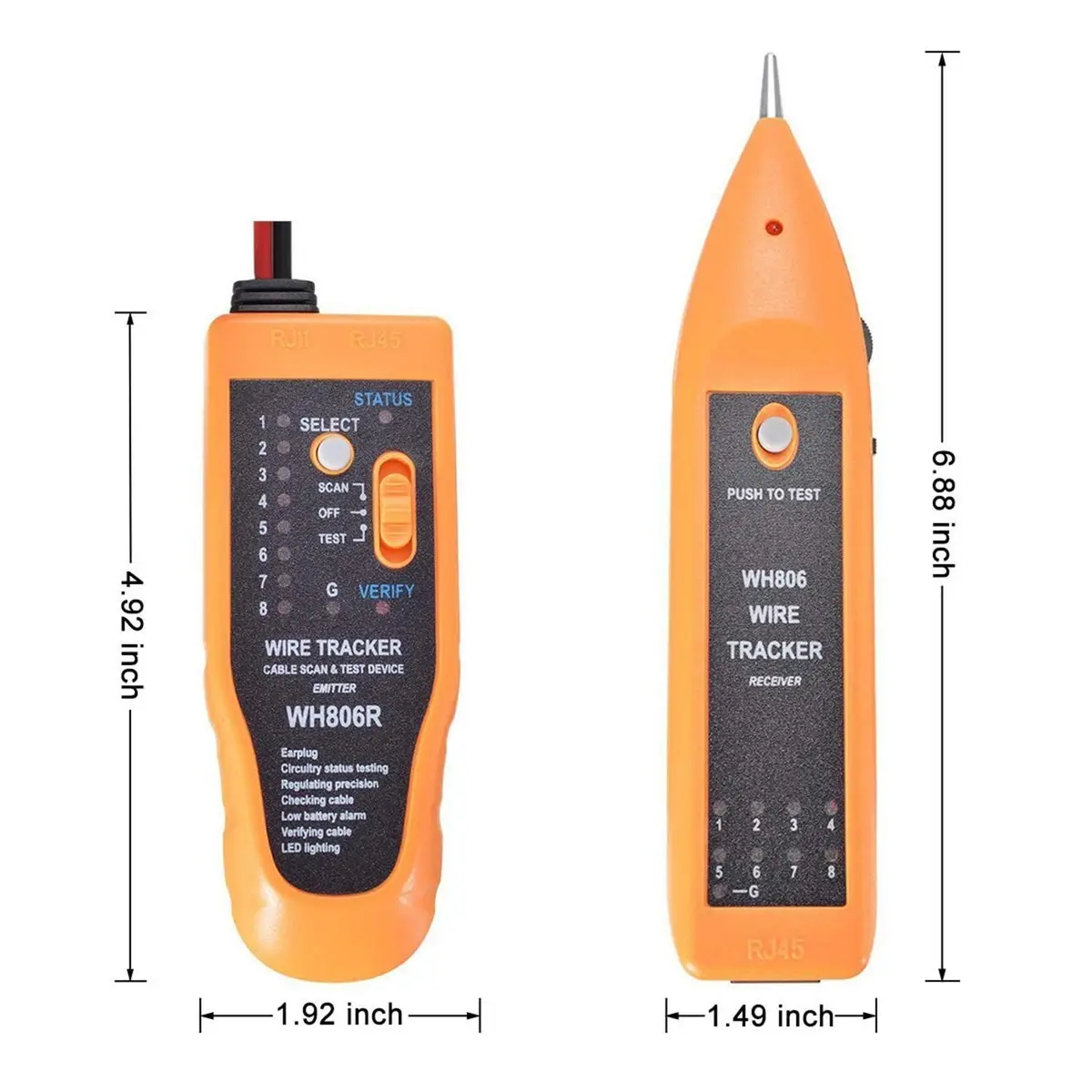 iMBAPrice WH806R Network Cable Tester & Wire Tracker with Probe & Earphone, RJ45 RJ11 Cat5 Cat6 Ethernet LAN Phone Cables (1-Pack) - view 4