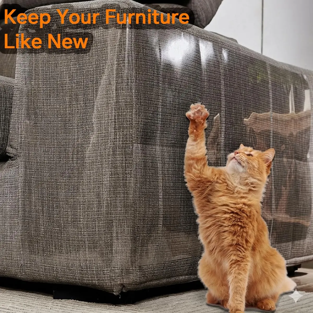 FTSTC Anti Cat Scratch Furniture Protector 12-Pack | Heavy Duty Self-Adhesive Transparent Scratch Deterrent for Cats - view 5