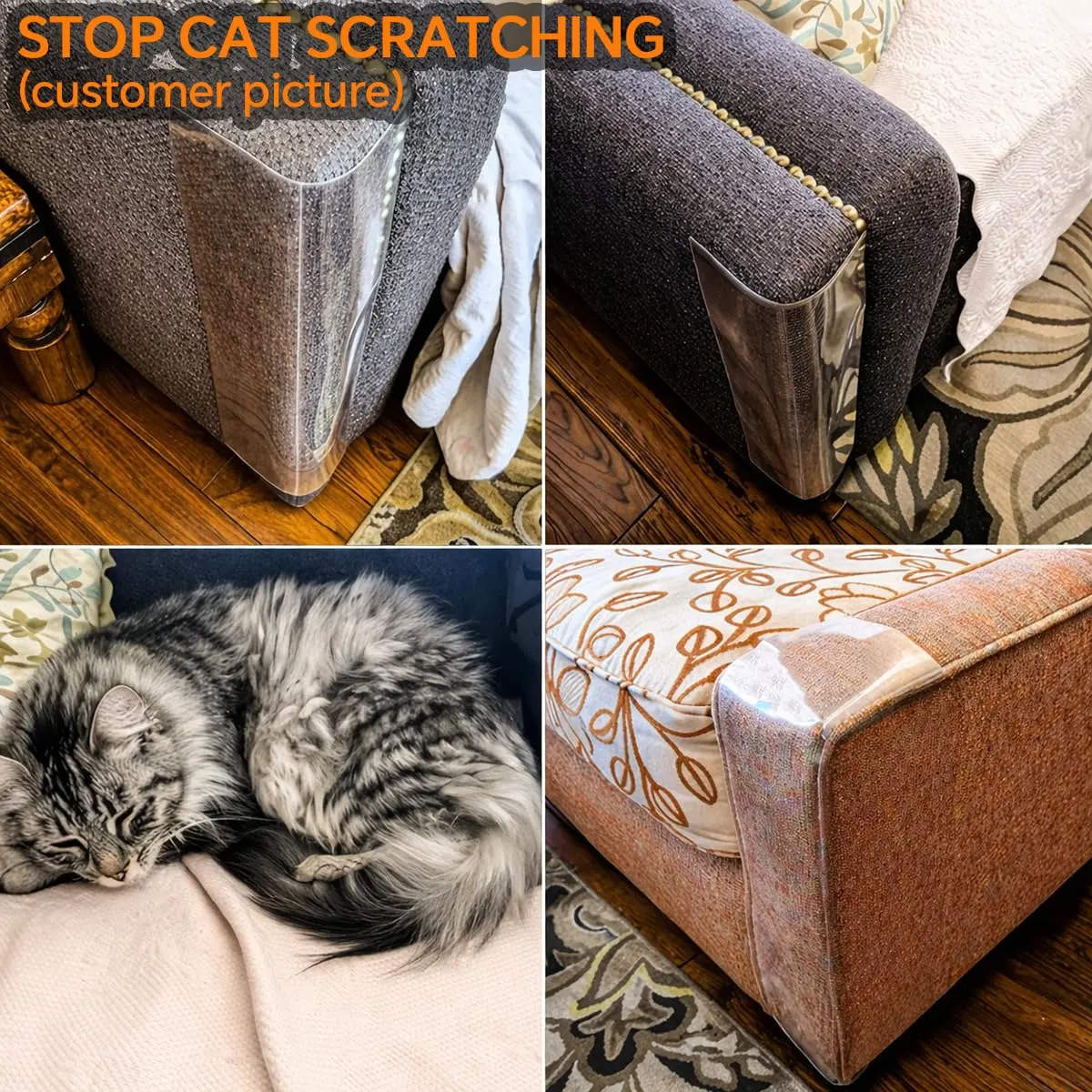 FTSTC Anti Cat Scratch Furniture Protector 12-Pack | Heavy Duty Self-Adhesive Transparent Scratch Deterrent for Cats - view 6